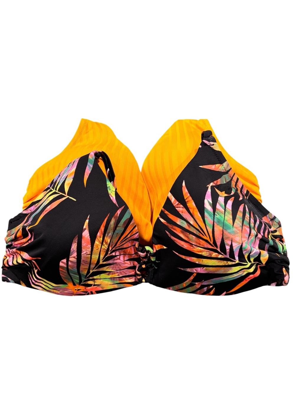 Shade & Shore Tropical Print Bikini Top in Mustard and Black